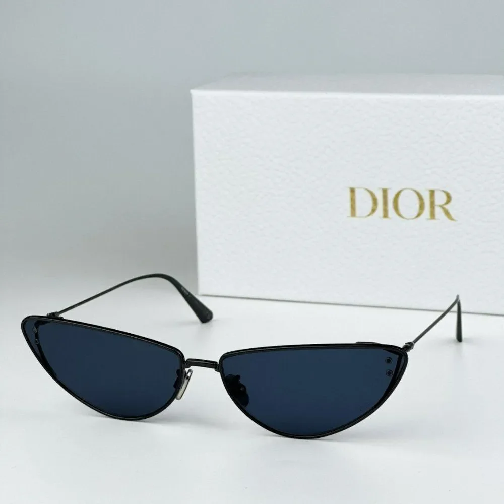 NEW Dior MISSDIOR B1U H4B0 Gunmetal Blue Unisex Metal Cat Eye Sunglasses